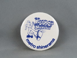 Vintage Cause Pin - Metro Shinerama Crumb Graphic - Celluloid Pin  - $15.00