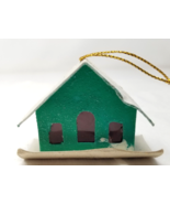 Japanese Church Christmas Ornament Green White Paper MCM Vintage - $14.20