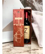 Engraved Wood Bottle Wine Box Corkscrew Home Décor Gift Birthday Christm... - £27.64 GBP