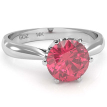 Crown Setting Pink Tourmaline Engagement Ring In 14k White Gold - £398.87 GBP