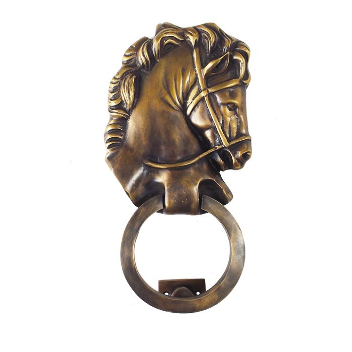 10 Inches Athena Horse Head Brass Door Knocker | Stallion door knocker - $150.00