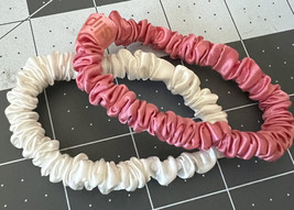 2 Slip Pure Silk Scrunchie varieties Hair Ties Authentic Coral/White - $17.93