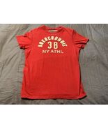 Y2K Abercrombie &amp; Fitch 38 Applique Tee Red Muscle Fit Vintage 2000s Men... - $323.24 MXN