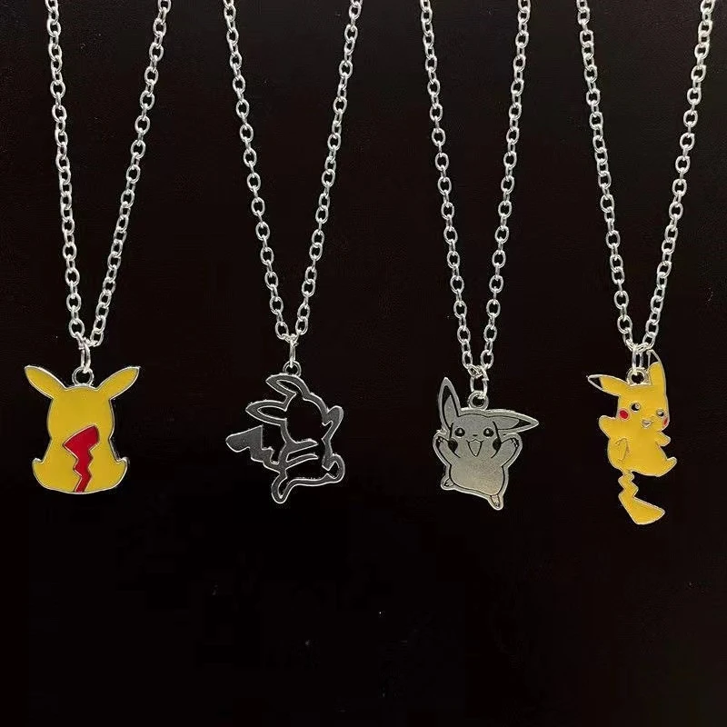 Pokemon Pikachu Necklace Anime Figures Metal Pendant Kawaii Funny Sweater Chain - £8.07 GBP+