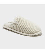 Dluxe by Dearfoams Women&#39;s Woodley Terry Scuff Slippers Cream Small 5-6 NWT - $20.29 CAD
