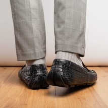 Parma Genuine Caiman Belly Slip On Driving Loafers Black image 12