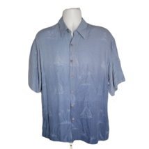 Campia Moda Button Up Collard Shirt ~ Sz L ~ Blue ~ Short Sleeve ~ Sailb... - £17.93 GBP