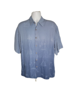 Campia Moda Button Up Collard Shirt ~ Sz L ~ Blue ~ Short Sleeve ~ Sailb... - £17.64 GBP