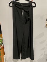 LULUS High Waist Pants Slacks- Wide Leg Black w/Tie NEW RET$58 Womens Large - £17.52 GBP