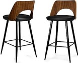 Micah Contemporary Counter Height Stool (Set Of 2) In Black Pu Faux Leat... - £335.84 GBP