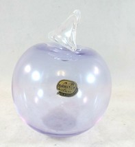 Bohemia Paper Weight Clear LILAC PURPLE Apple Hand Blown Crystal Art Glass - $22.49