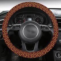 Brown Hotel Hexagon Geometric Pattern Car Steering Wheel Cover with Anti-Slip In - £23.98 GBP