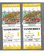 2 VANDERBILT COMMODORES vs ALABAMA CRIMSON TIDE 1999 Football Game Ticke... - $370.49 MXN