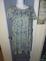 LuLaRoe Heathered W/Blue Triangles Carly Dress Size XXS Women&#39;s EUC - £19.52 GBP