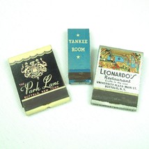 3 Vintage Matchbooks The Park Lane, Yankee Room &amp; Leonardo&#39;s - Buffalo, New York - £19.57 GBP