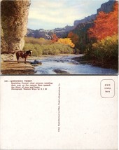 USA Quenching Thirst Cowboy Getting Drink Stream Canyon Fall Autumn VTG Postcard - £7.51 GBP