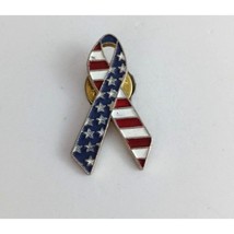 Vintage Stars &amp; Stripes USA Awareness Ribbon Lapel Hat Pin - $8.25