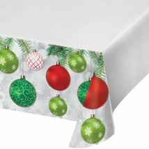 Upscale Ornaments 54 x 102&quot; Border Print Plastic Tablecover Christmas - £6.32 GBP