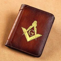 R mason masonic cover genuine leather men wallets short card holder purse trifold men s thumb200