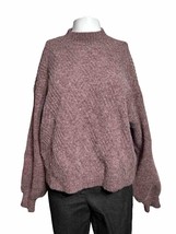 Oat New York Womens Large Ribbed Sweater Mock Neck Plum Burgundy - AC - £18.27 GBP