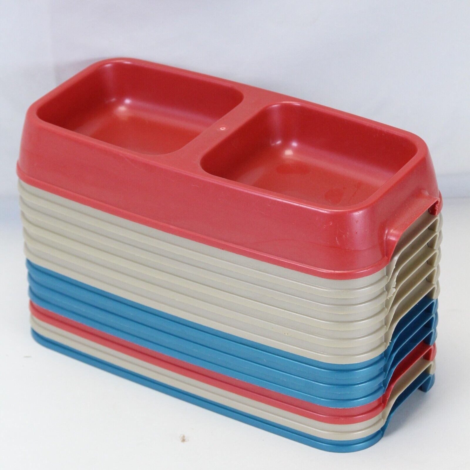 Pet Feed Water Dishes 2 Compartments 10in. x 4-1/2 in. x 1-1/2 in.  Lot ... - $17.63