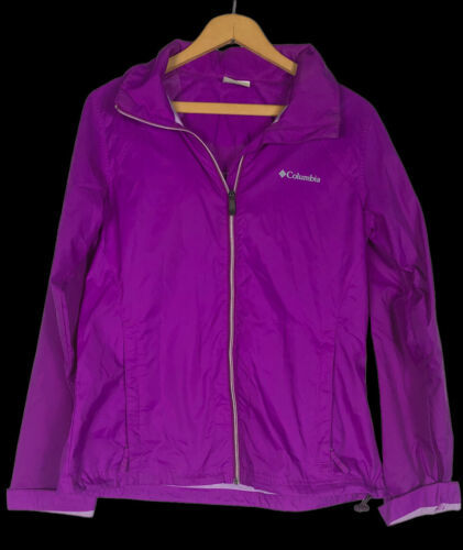 Columbia Windbreaker Size M Womens Purple Hooded Zip Pockets Hiking Gorp... - $35.28