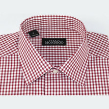 Men Mondego 100% Cotton Dress Sport Classic Business shirt A9100 Red checker box image 5