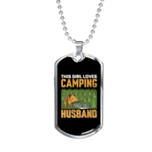 Camper Necklace Girl Loves Camping Necklace Stainless Steel or 18k Gold Dog Tag - £37.92 GBP+