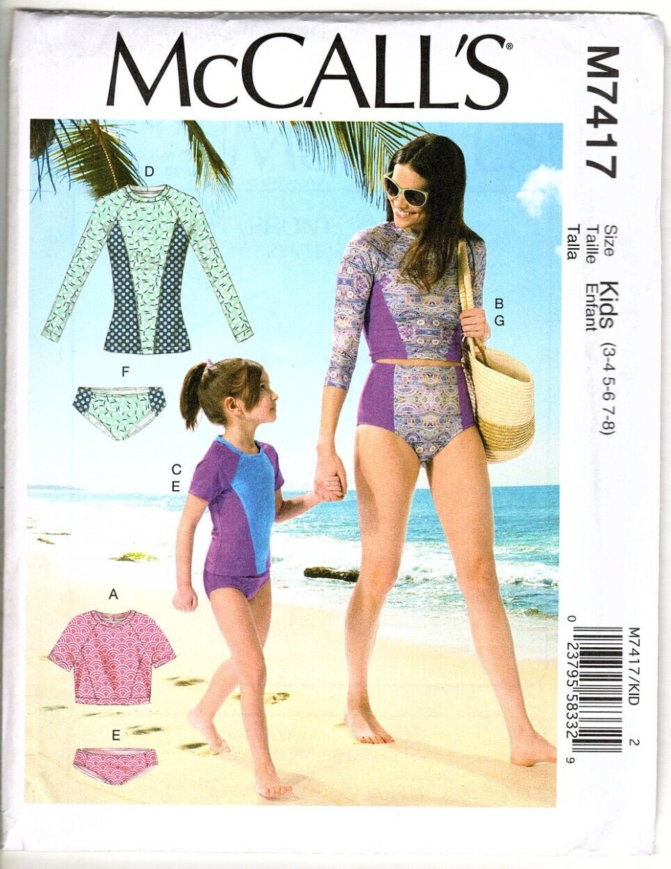 Primary image for McCall's M7417 Girls 3 to 8 Tankini Swim Suits Sewing Pattern New