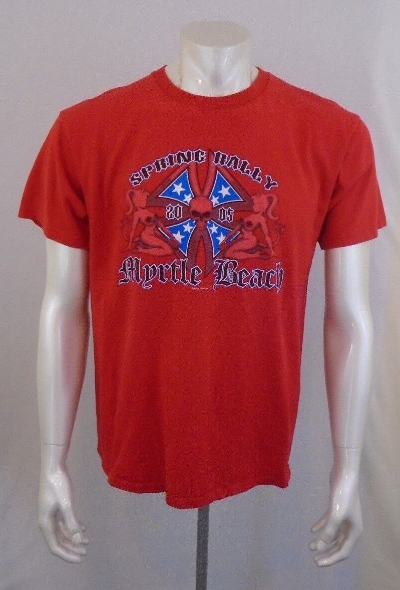 Myrtle Beach 2005 Spring Rally  Large Red Cotton Men's T Shirt - $8.80