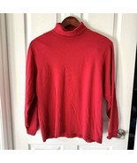 LL Bean Medium Red Traditional Fit Turtleneck Shirt Cotton Long Sleeve P... - €16,21 EUR