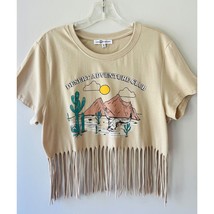 Sz M Desert Adventure Club Graphic Crop Tee with Fringe Trim Short Sleev... - €11,12 EUR