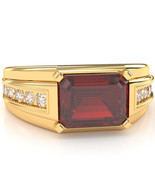 Men&#39;s Lab-Created Ruby Diamond Channel Ring In Solid 14k Yellow Gold - $1,156.14 CAD