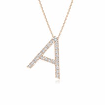 ANGARA HSI2 Diamond Uppercase Alphabet Letter A-Z Initial Pendant in Rose Gold - £404.17 GBP+