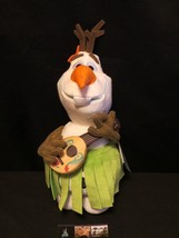 Disney Store Authentic Frozen Olaf Stuffed Plush Snowman Hula Skirt Ukelele Toy - $40.48
