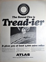 1968 Vintage Print Ad-ATLAS-The Round Tire is Tread-ier-3,000 extra mile... - $10.74