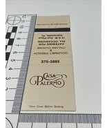 Matchbook Cover  Casa Palermo  Gourmet French &amp; Italian  Gainesville, FL... - $227.88 MXN