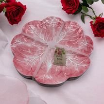 NEW Primrose Vintage Melamine Pink Cabbage Leaf Plates 11&quot; Set of 4  Spring - £27.34 GBP