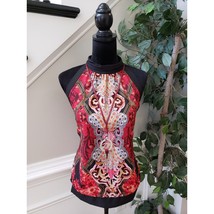 New York &amp; Company Top Blouse Women Large Multi Paisley Sleeveless Halte... - $24.75