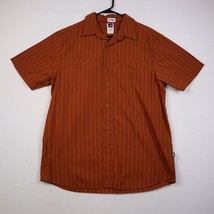 The North Face Shirt Men Large Orange Striped Pattern Short Sleeve Button Hiking - £20.73 GBP