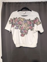 Vintage TEDDI SPORT Women Pullover Sweater Floral Glitter Design Granny ... - $263.84 MXN