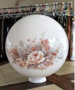 Large Antique White/Autumn Floral 12&quot; Glass Globe Light Shade (3.75&quot; fit... - $943.43 MXN