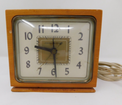 General Electric Telechron #7H228 Mid-Century Modern Clock MCM Wood Gold - £19.15 GBP