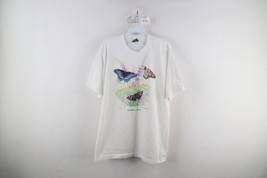 Vtg 90s Country Primitive Womens XL Spell Out Butterfly Garden T-Shirt White USA - £35.19 GBP