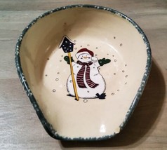 Snowman Spoon Rest Stoneware Home and Garden Party 2000 Christmas Holidays - $16.70