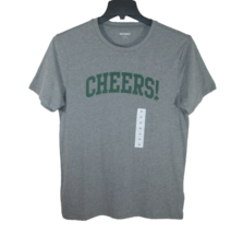 Cheers T-Shirt Gray Mens Size Medium Old Navy Cotton Blend Tags Green Lettering - £7.75 GBP