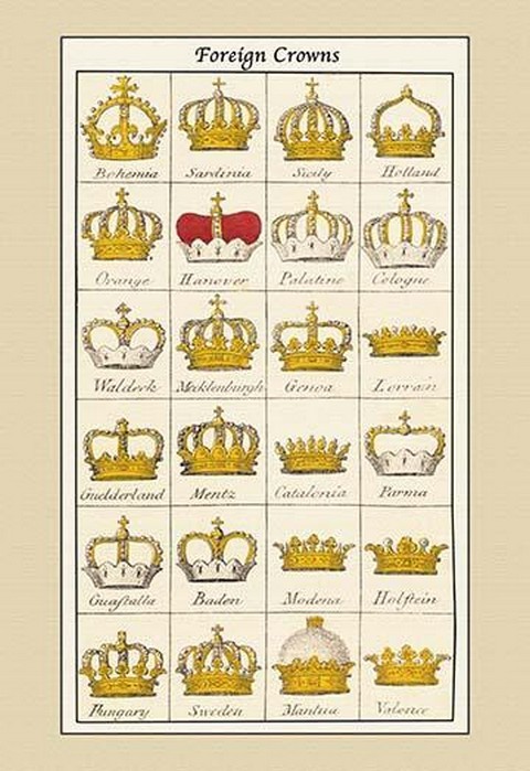 Foreign Crowns - Bohemia, Sardinia, et al. by Hugh Clark - Art Print - $21.99 - $196.99