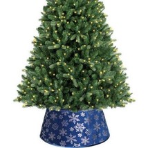 Blue Velvet Silver Glitter Snowflakes 22&quot; Christmas Tree Stand Band Cover - £19.54 GBP
