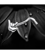 925 Sterling Silver Rock Hand Nose Stud Screw Pin Bold Statement Unique ... - $8.81