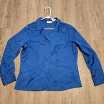 Jacklyn Smith Button Up See Through Shirt ~ Sz L ~ Blue ~ Long Sleeves - £16.27 GBP